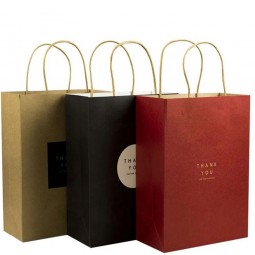 High quality easy open plain cheap brown craft paper bags with handles