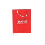 Bolsa de papel roja personalizada con mango reciclado y logotipo propio