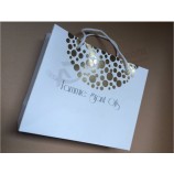 White paper bag with gold logo/ black paper shopping bag with hot stamping custom logo