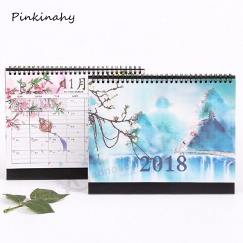 2017 2018 年のカレンダー創造的な美しい景色の机の紙のカレンダー毎週計画の主催者はメモのリストを行うcalendario