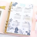 Domikee creativo original 2018 calendario de papel de índice de tiempo divisor de papel, dibujos animados de 6 agujeros cuaderno de carpetas cuadernos accesorios