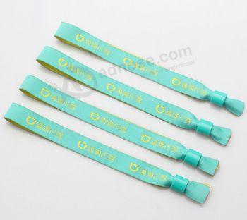 Custom interesting design fabric plastic clip woven bracelets