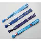 Customized logo polyester ribbon wristband with plastic lock