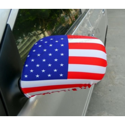 Gebreide polyester Amerikaanse vlag auto spiegel dekking op maat