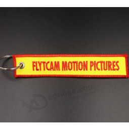 Custom Woven Keychain Embroidery Fabric Key Tag Factory