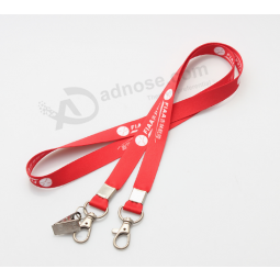 Flat sublimation polyester blank lanyard with metal hook