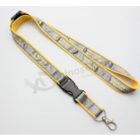 Wholesale printed satin polyester carabiner lanyard custom