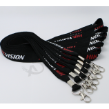 Cheap custom logo nylon elastic lanyard with metal hook