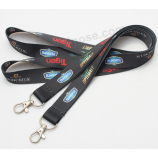 Custom print thick black lanyard with badge holder