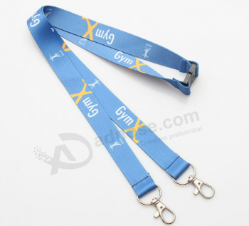 Factory custom personalized polyester two clip lanyard