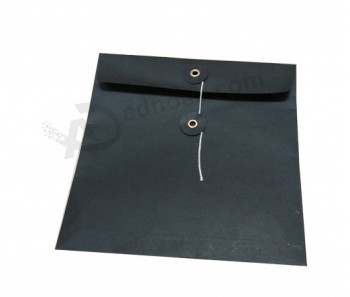 Kraft Paper Printed Black Envelope with String