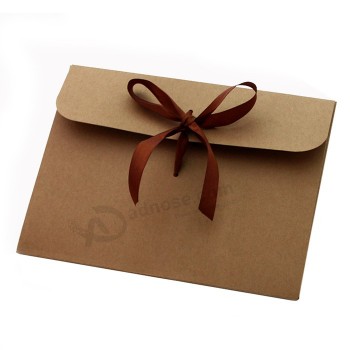 Fancy gift kcraft paper envelopes with ribbon