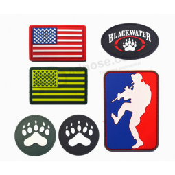 Sew on Soft PVC Rubber American Flag Patches with Hook and your logo