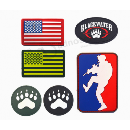 Promotional PVC USA Flag Patch Custom Back Hook Rubber Patch