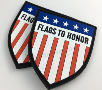 Rótulos personalizados de borracha de silicone de moda de emblema de bandeira nacional