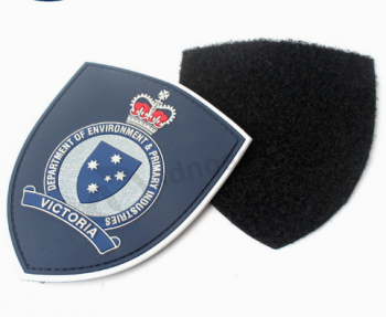 Rubber Logo Patch Embossed Soft PVC Badge With Hook