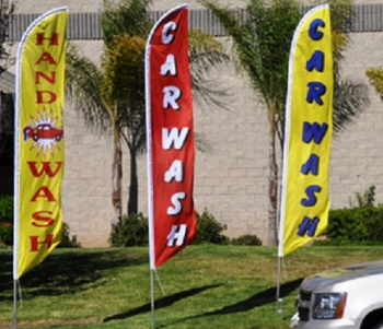 Printed Polyester Car Wash Swooper Flags For Advertising