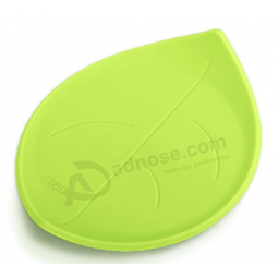 Green leaf shape soft PVC tea cup coaster for hotel