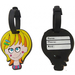 OEM colorful cartoon silicone luggage tag with loop