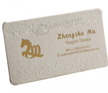 Populares tarjetas de visita de papel de algodón de diseño personalizado