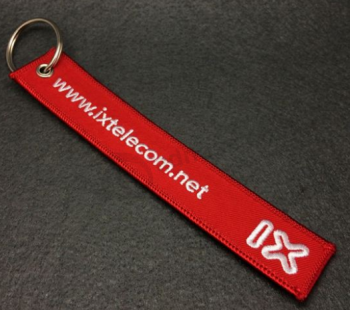 Polyester Woven Overlock Embroidery Promotional Keychain