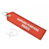 Cloth woven key tag Custom logo shaped embroidery keychains