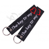 Personalized embroidered key tags bag woven tag