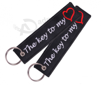 Personalized embroidered key tags bag woven tag