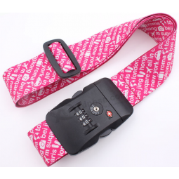 Hot selling customized travel luggage belt with lock