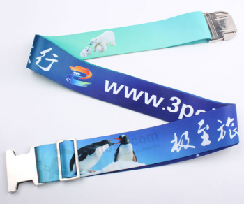 Custom logo printed luggage belt with plastic buckle for promotional