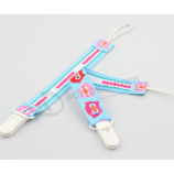 Polyester sublimation pacifier clip baby strap with plastic clip with high quality and any size