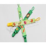 Eco-friendly cotton fabric baby boy girl pacifier holder clip with high quality and any size