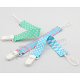 Fancy baby pacifier clip soother ribbon leash strap with high quality and any size