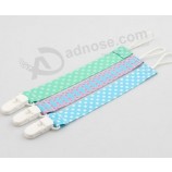 Custom Colorful Polka Dot Ribbon Pacifier Clip Holder with high quality and any size