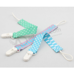 Cute Funny Star Printed Ribbon Plastic Pacifier Clip Holder
