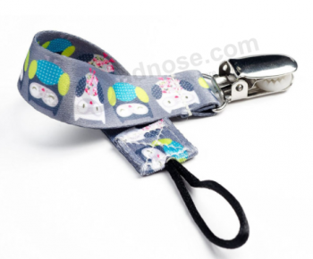 High Quality Polyester cartoon strap portable baby pacifier clip