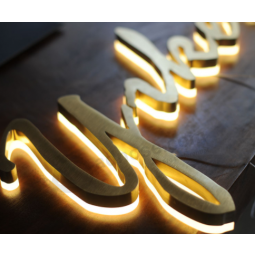 Gold metal backlit LED signage cheap wholesale