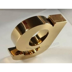 Customized stainless steel channel letter sign gold brushed metal letter