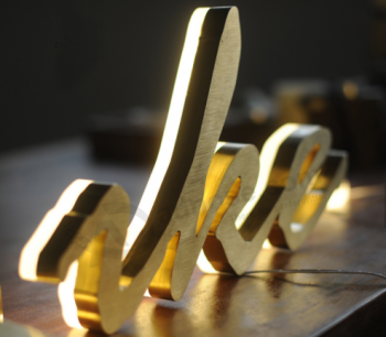 Polished stainless steel letter led backlit sign factory
