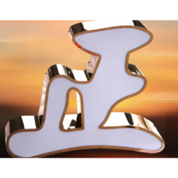 White acrylic face with mirror stainless steel letter