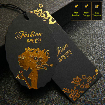 Custom luxury hang tags with gold embossed