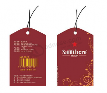 China leverancier aangepasTe logo rood papier kleding Tag