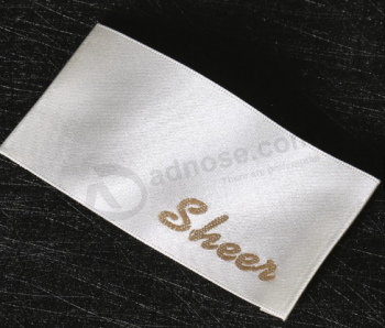 Clothing straight cut satin woven label wholesale