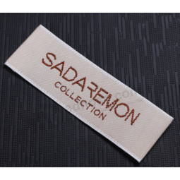 White woven printed textile main label for clothing