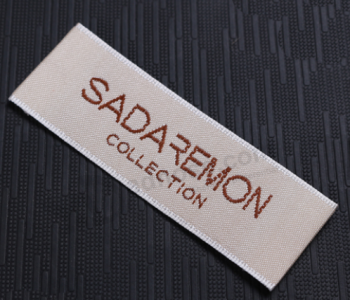 White woven printed textile main label for clothing