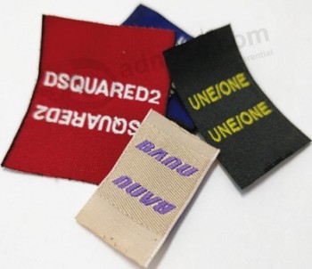 Folded iron on neck woven label for garment