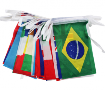 PoliésTer personalizado que cuelga banderas nacionales de la secuencia del empavesado del mundo