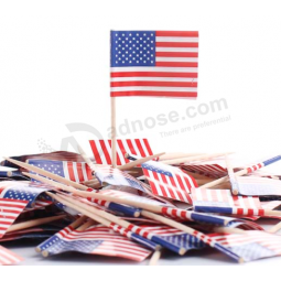 Factory custom disposable wooden national toothpick flag