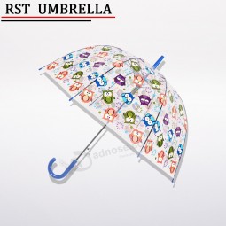 Brand new products promotions clear umbrella colorful owl design umbrella transparent cute umbrella for wholesale with your logo