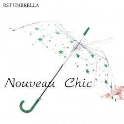 Trend 2019 new fashion automatic POE material star pattern transparent Japanese umbrella with your logo